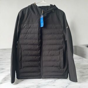 Nautica Black Puffer Jacket with Hood and Insulated Quilted Design